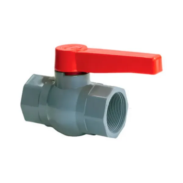 Кран кульовий PLAMIX PVF-3" FF PVC ручка "важіль" (grey+red) (PM0754)