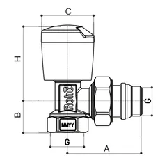 Кран радіаторний Roho R5550-050 - 1/2" кутовий (RO0128)